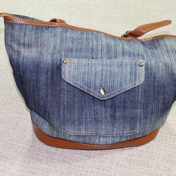 RARE Vintage Sharif Denim and Leather Purse - Picture 2 of 10